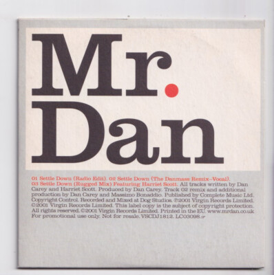 (LA838) Mr Dan, Settle Down - 2001 DJ CD