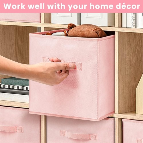 Storage Cube -11 Inch Heavy Duty Fabric Storage Bins for Shelves Closet, (Pink) - Picture 5 of 7