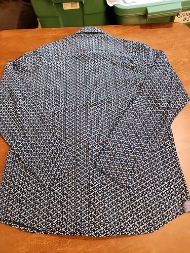 Nickel & Iron Men's SMALL L/S Blue/Orange Pattern Button Down Shirt EUC. GB21 - Picture 10 of 11