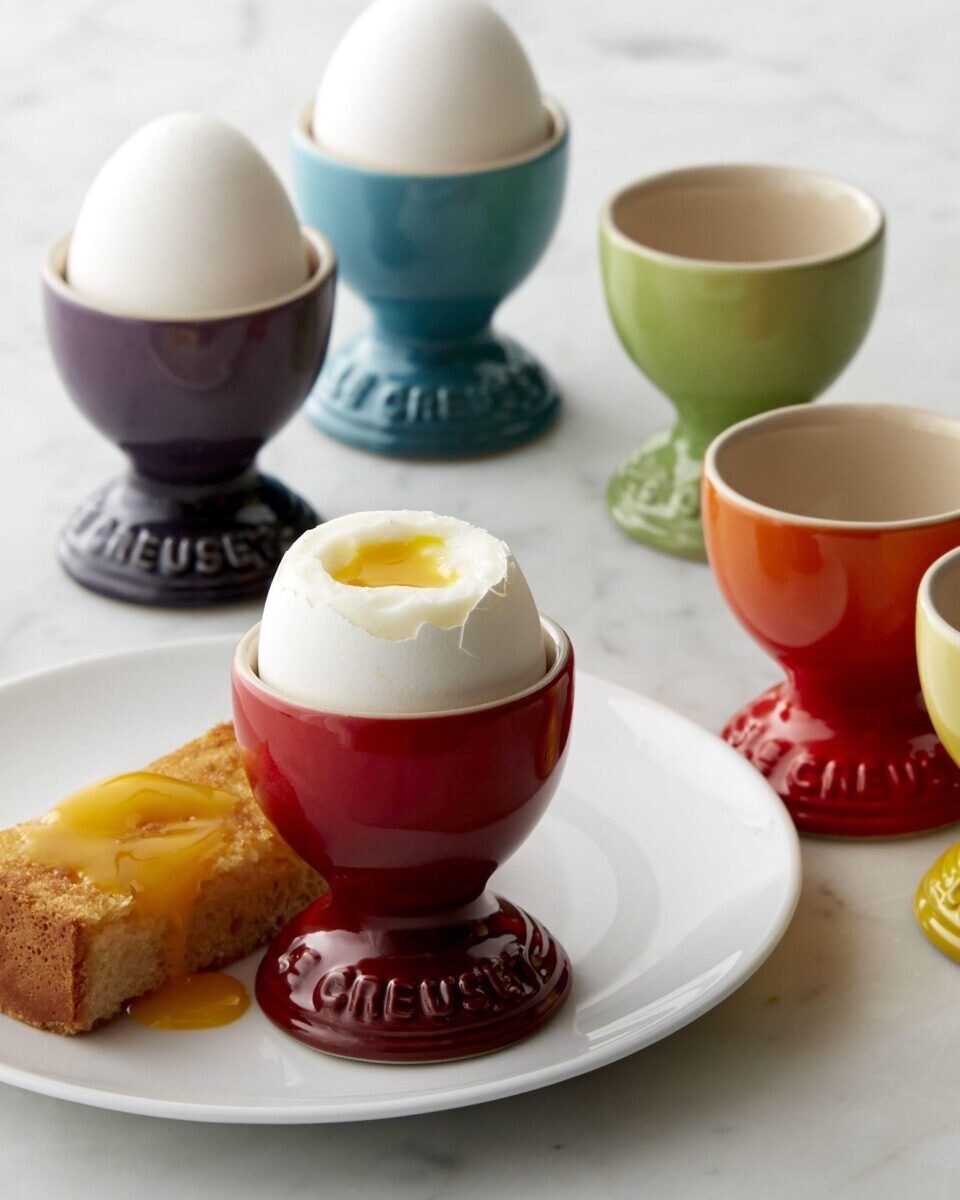 Le Creuset Egg Cups Holders Set Of 5 Stoneware Assorted Colors New eBay