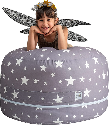 2 Sizes in 1 Stuffed Animal Storage Bean Bag Chair Cover for Kids & Adults | Was