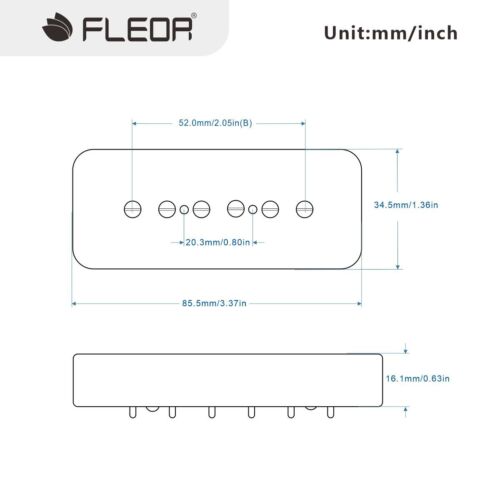 FLEOR Soapbar P90 Pastilla Alnico 5 Bobina Única LP Guitarra Puente Cromo 8-9K - Imagen 2 de 5