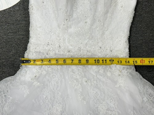 Alfred Angelo 2589A ~ White / Silver Beaded & Laced Wedding Dress ~ Size UK 10 - Picture 13 of 16