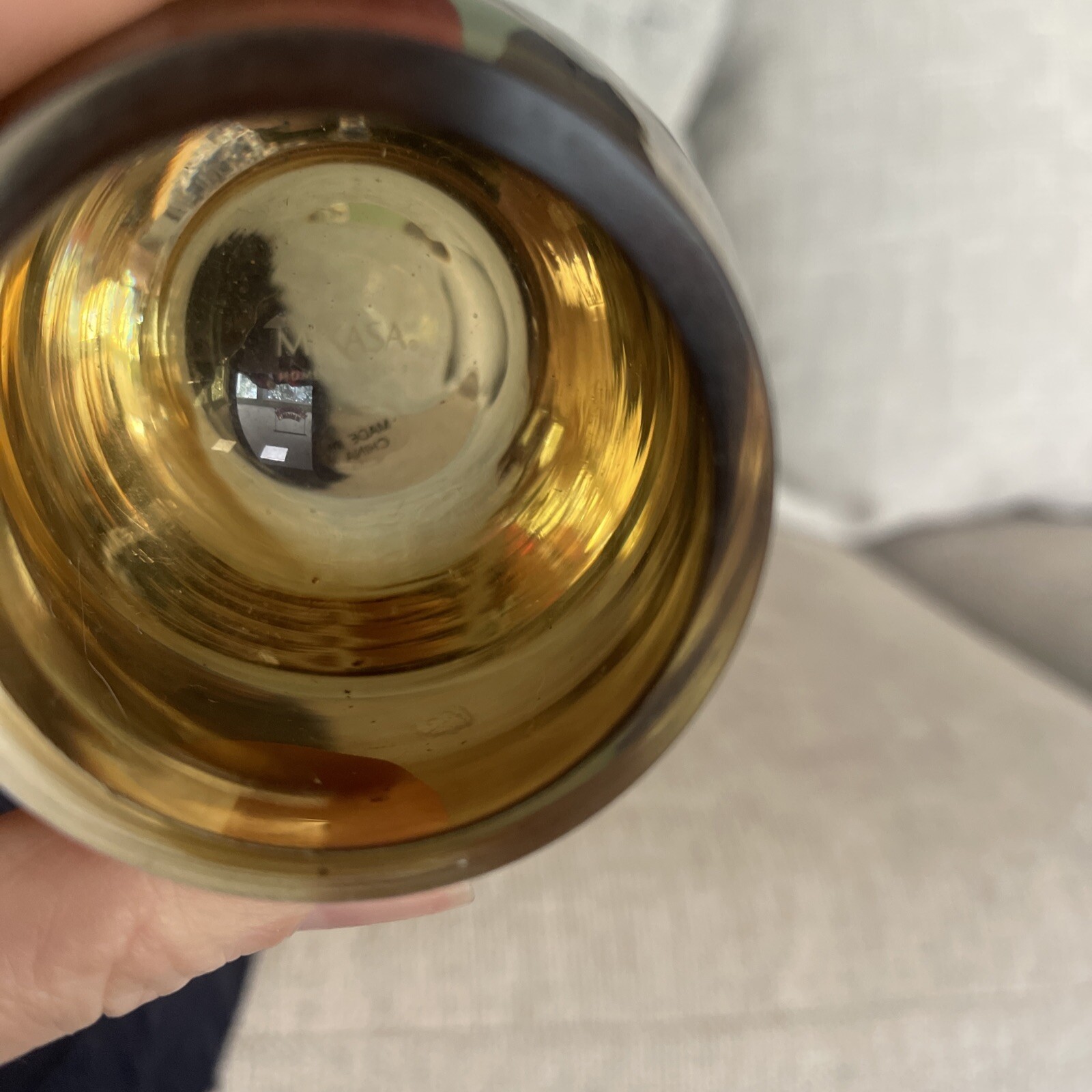 Mikasa Home Accents Solaris Set of 2 Amber Votive glass Candle Holders euc