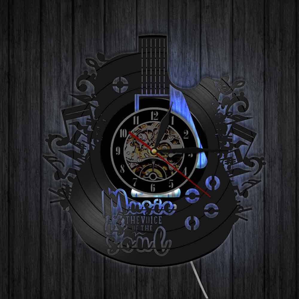 Guitar Music Vinyl Record Wall Clocks Vintage Art Decor Clocks Home
