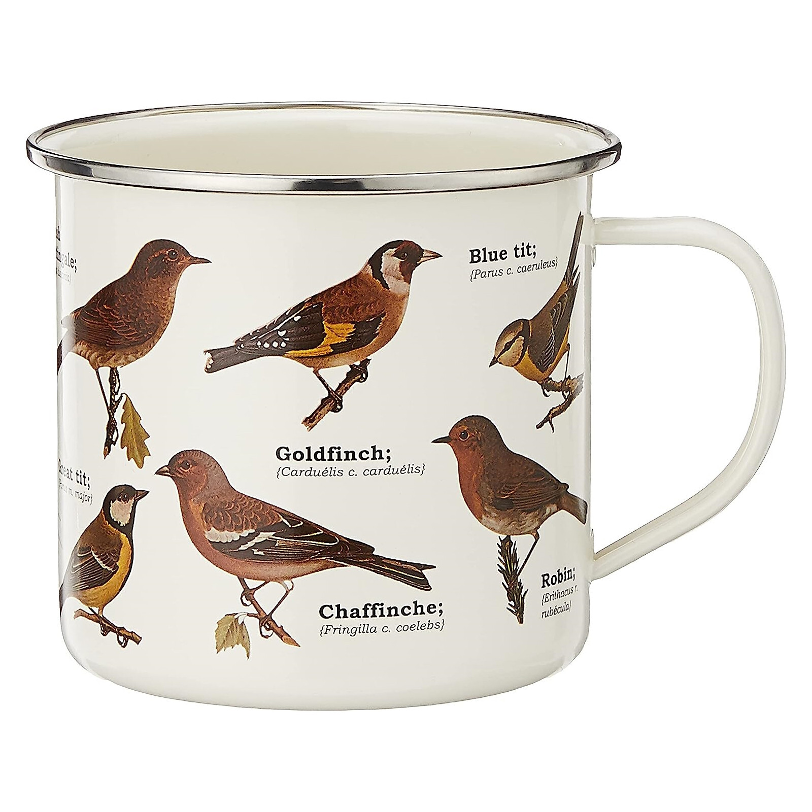 Enamel Mug Bird Various Species Coffee Tea Garden Outdoor Hot Drinks Camping Cup