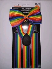 Way To Celebrate Halloween Rainbow Suspenders + Bow Tie Pride One Size