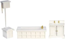 Dolls House Victorian Bathroom Suite Miniature White Furniture Set 1:12 Scale