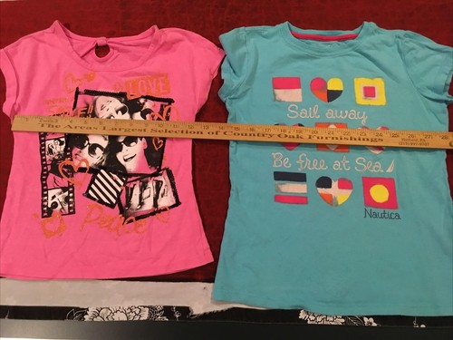 2 shirts nautica justice cotton girl T-shirt soze 7 & 8 - Picture 2 of 12