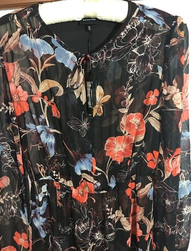 Womens Sheer Black Red Floral Shirt Dress size XS Who what wear winter bloom - Picture 4 of 7