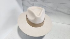 WOMENS GENUINE LYNN HAT TERESSA FOGLIA X CURATEUR CREAM FEDORA FELT HAT SZ 56 CM