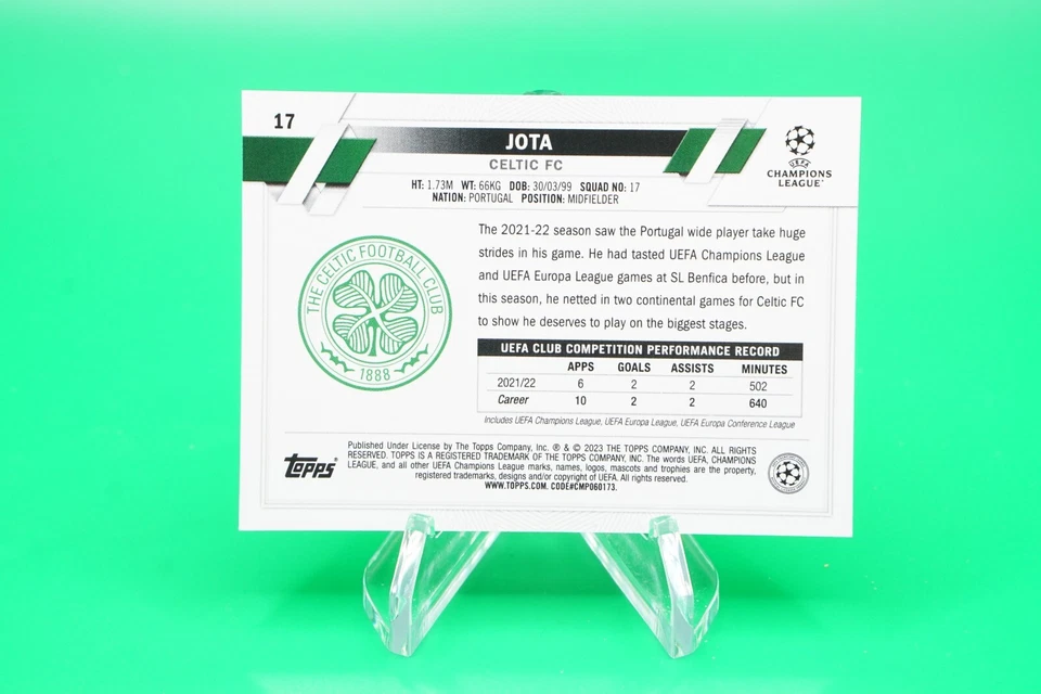2023 Topps Chrome Base Pulsar Refractor #17 Jota Celtic FC CDW - Image 2 of 2