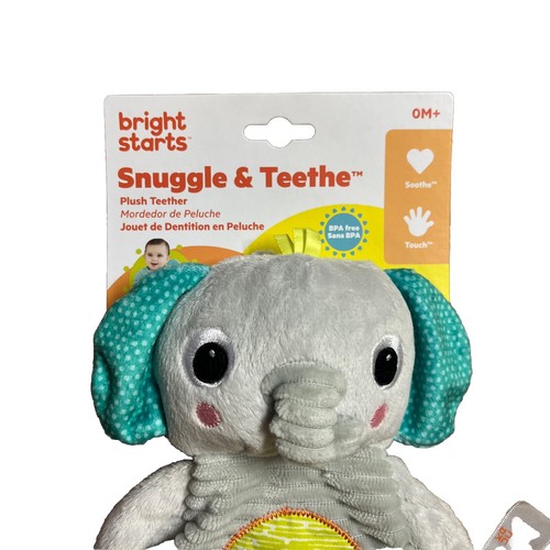 Bright Starts Snuggle Teethe BPA-free Crinkle Teething Plush Baby Toy Elephant - Picture 2 of 4