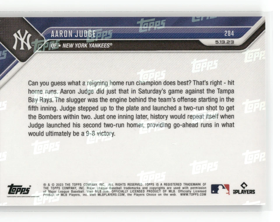 AARON JUDGE Makes Final Ruling w/ Multi HRs 2023 Topps Now 284, PR: 1073 Yankees - Image 2 of 4