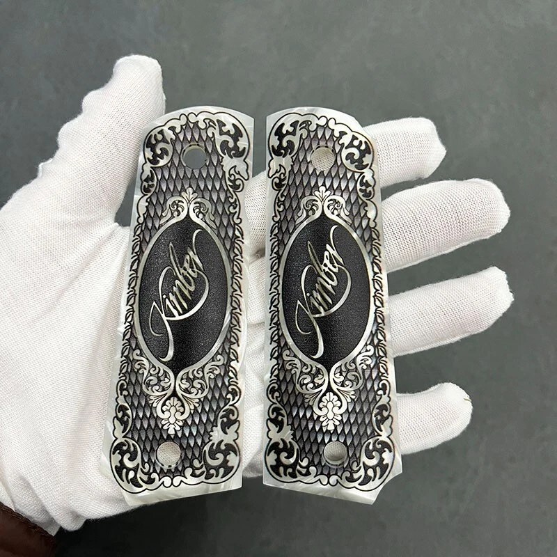 1911 Grips Ambi Cut Custom Gun Grips 1911 Full Size Grips Engraved Kimber Logo - Image 4 of 4