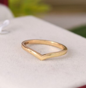 Authentic Yellow Gold Plated Wishbone Stackable Ring Valentine Chevron Dainty Ring For Her