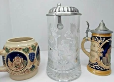 Set of 3 German Steins Vintage (See Description for Details)