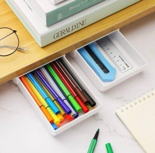 2 Pieces Self Adhesive Under Desk Pencil Drawer Desk Organizer