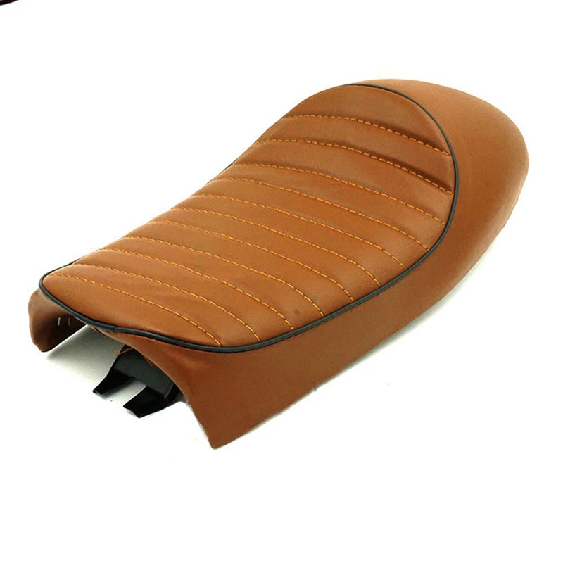 Asiento de corredor café negro asientos de motocicleta planos y joroba para Kawasaki Suzuki Honda CB Foto 4 de 4