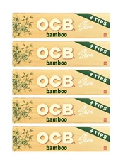 5x OCB Connoisseur Rolling Papers King Size w/Tips Bamboo Papers 5Pks *USA Shpd*
