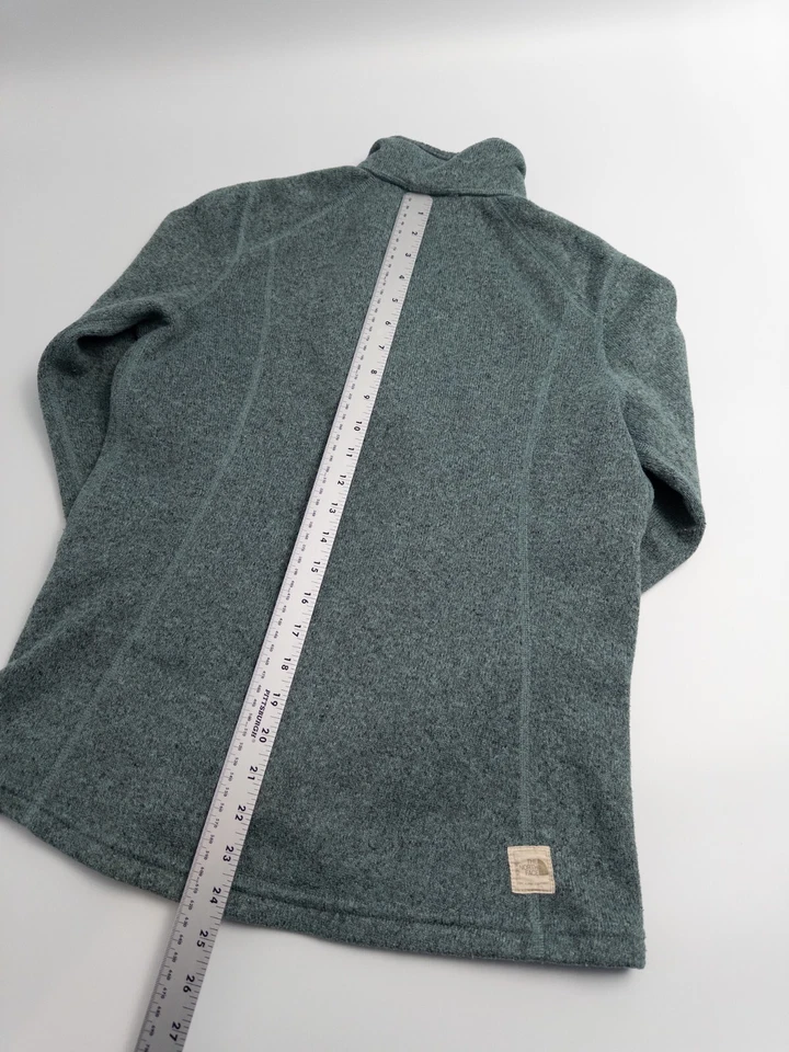 Pullover The North Face para mujer talla mediana verde jaspeado 1/4 manga larga poliéster Foto 4 de 4