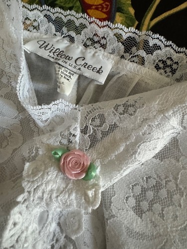 Vintage Willow Creek White Lace Nightgown Robe Set Size M Cottagecore Immaculate - Picture 8 of 13