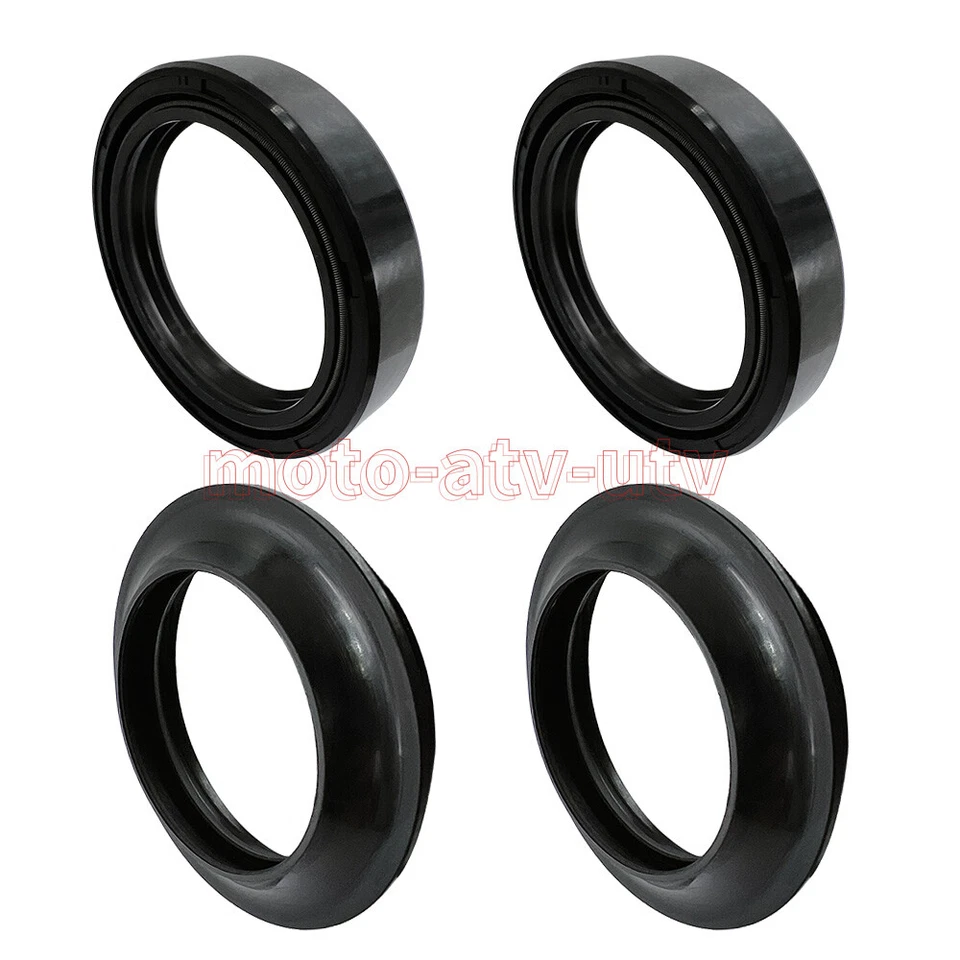 4pcs 43x55x11 Motorcycle Front Fork Damper Shock Oil Seal & Dust Seals Kit Black Foto 2 de 4