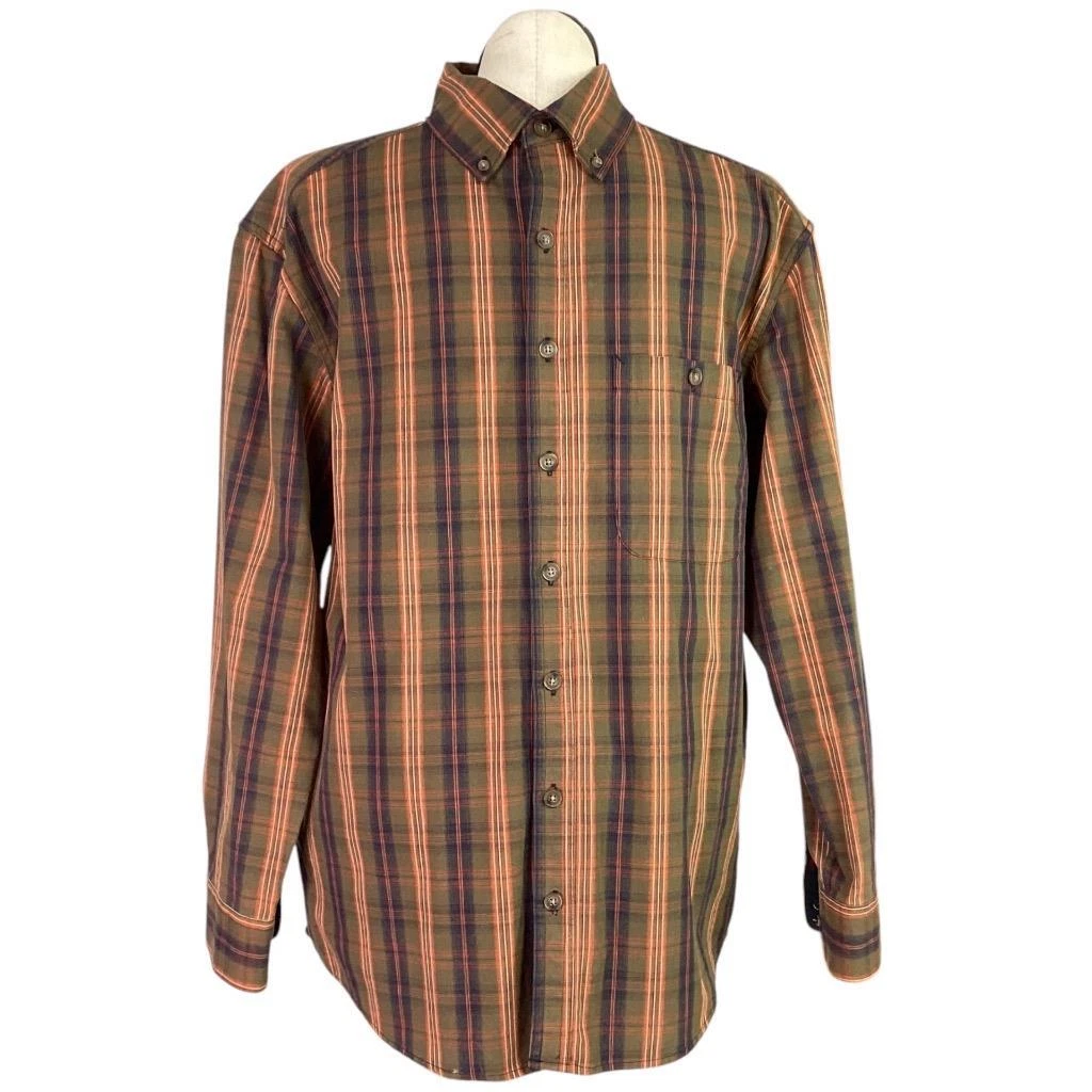 CE Schmidt Workwear Shirt Men L Green Plaid Cotton Blend Button Down Pocket