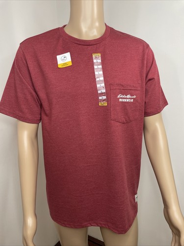 Eddie Bauer Workwear Men’s T-Shirt L Red Short Sleeve Round Neck Pocket - 第 1/12 張圖片