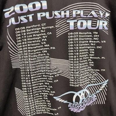 Aerosmith 2001-02 ツアーTシャツ Aerosmith 2001 Just Push Play Tour Shirt Black Size L Hajime