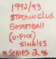 1992-93 Topps Stadium Club Basketball 207-400 Fill Your Set .05 Cents per Card