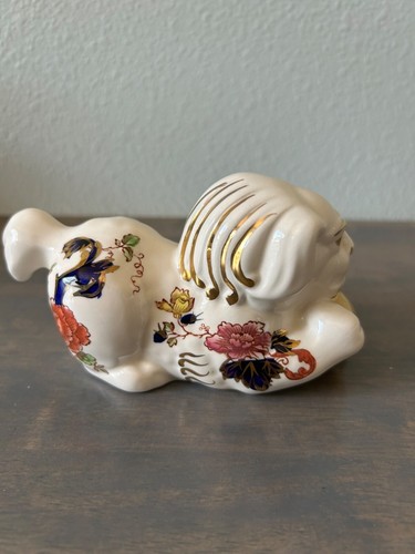 Masons Ironstone Blue Mandalay Lion Foo Dog Figurine Ceramic Ornament 6" - Picture 4 of 7