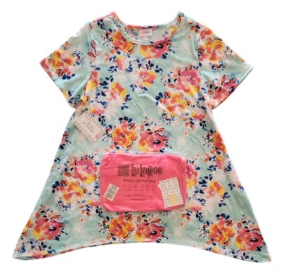 Lularoe Bright Floral Medium Melissa Top & OS Solid Pink Leggings Outfit NEW!