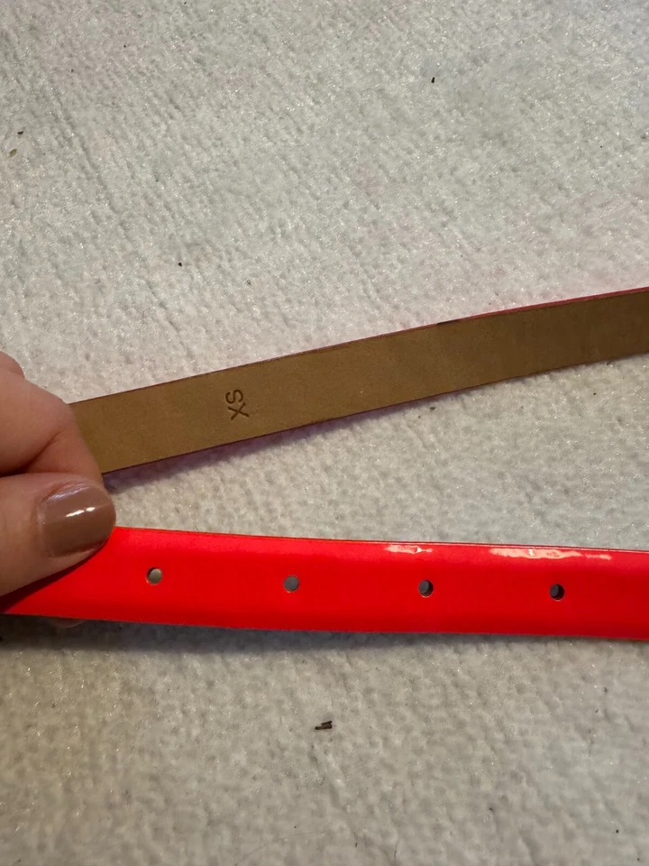 Cinturón J Crew XS de cuero genuino rosa neón Foto 3 de 4