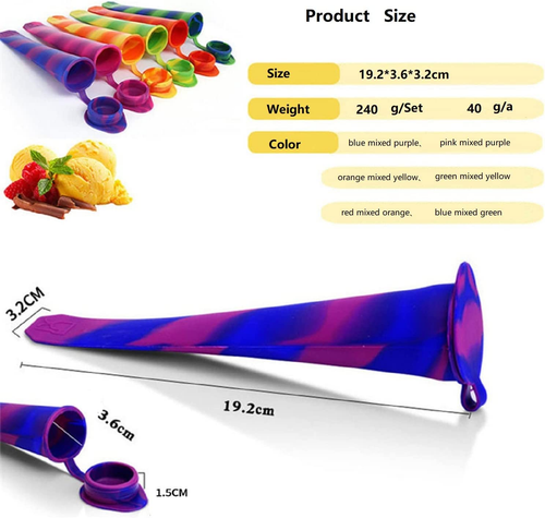 6Pcs Popsicles Molds,Reusable Baby Silicone Popsicle Molds Multi Colors Ice Crea - Picture 2 of 7