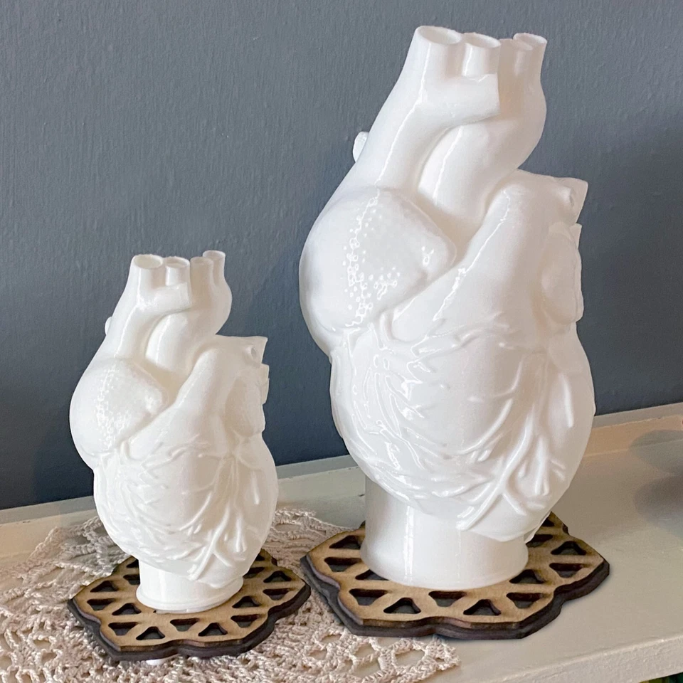 Lámpara de acento impresa en 3D corazón humano - luz LED - base de madera real - cuerpo de anatomía Foto 2 de 4