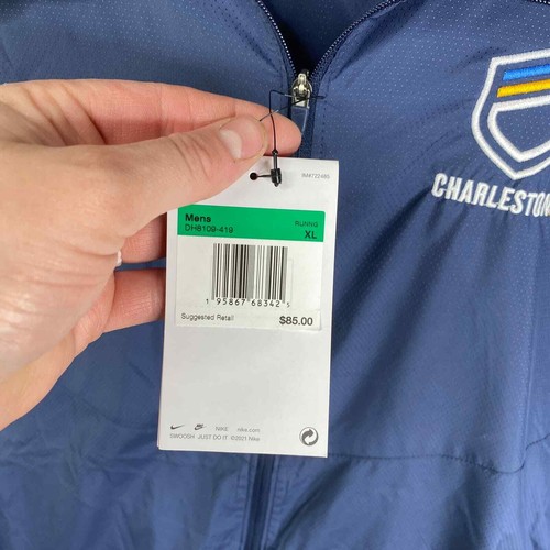 NWT Nike Dark Blue Lightweight Running Hooded Windbreaker Jacket Size X-Large - Picture 3 of 5