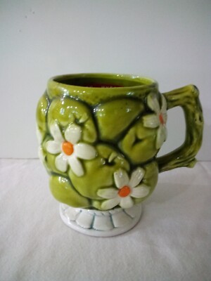 Vintage 1967 INARCO Japan Apples & Daisy's Mug E-2866 Green ( 1 mug)