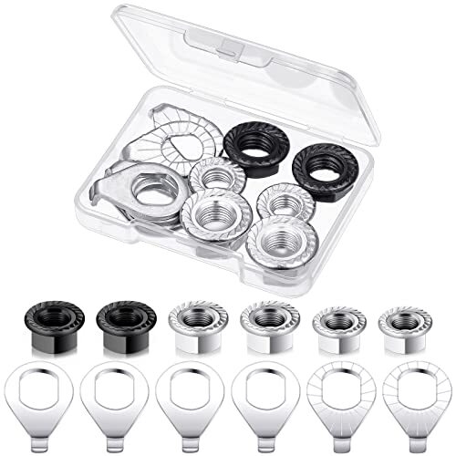 12 Pcs Bike Wheel Axle Nut and Safety Washer Kit 3 Sizes Bicycle Hub Flanged - Picture 1 of 7