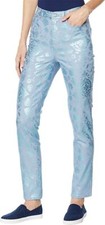 DG2 Diane Gilman Stretch Foil-Print Skinny Jean CHMDMS 8P Petite NEW 45 