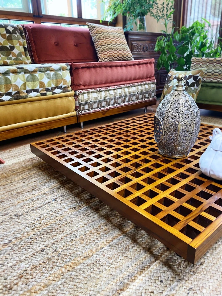 Custom Teak Wood Base 4 Mah Jong Modular Daybed Sofa Couch Outdoor Indoor - Image 3 of 4