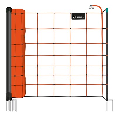Schafnetz Elektronetz 50m 90cm 14 Pfähle 2 Spitzen Fiberglasverstärkt Schafzaun