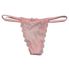 NWT VICTORIA'S SECRET Dream Angels V String Pantie Sz S-M Pink Silky Lace