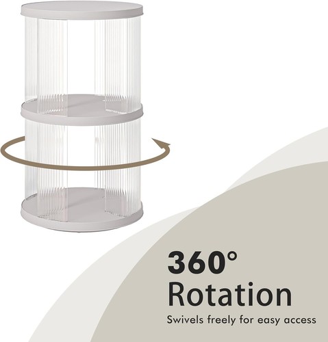 2 Tier Rotating Bookshelf Spinning Bookshelf Tower Swivel Bookcase Round Book - Picture 9 of 9