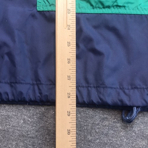 VTG Asics Windbreaker Jacket Size S/M Blue Green Lightweight Packable Hood Nylon - Picture 6 of 11