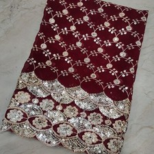 Exotic Indian Bridal Dupatta Sequins Beaded Scarf Georgette Veil Stole Hijab L"