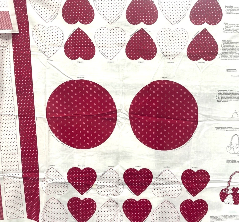 Cesta de corazón de San Valentín de colección panel de tela San Valentín corazones rojos artesanía Foto 2 de 4