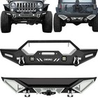 OEDRO Front / Rear Bumper for 2007-2018 Jeep Wrangler JK w/Winch Plate LED Light