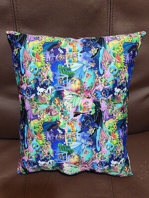 NEW Handmade Handcrafted Disney Characters Scene Travel throw pillow 13''X11''