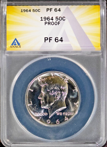 1964 Silver 50c JFK Half-dollar PF 64 ANACS # 7696060 + Bonus